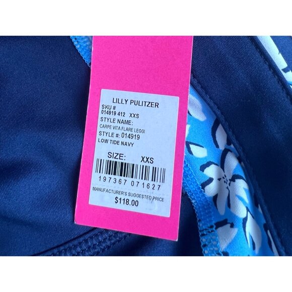 Lilly Pulitzer Luxletic Carpe Vita Flare Leggings Mid-Rise Low Tide Navy XXS - Picture 5 of 15